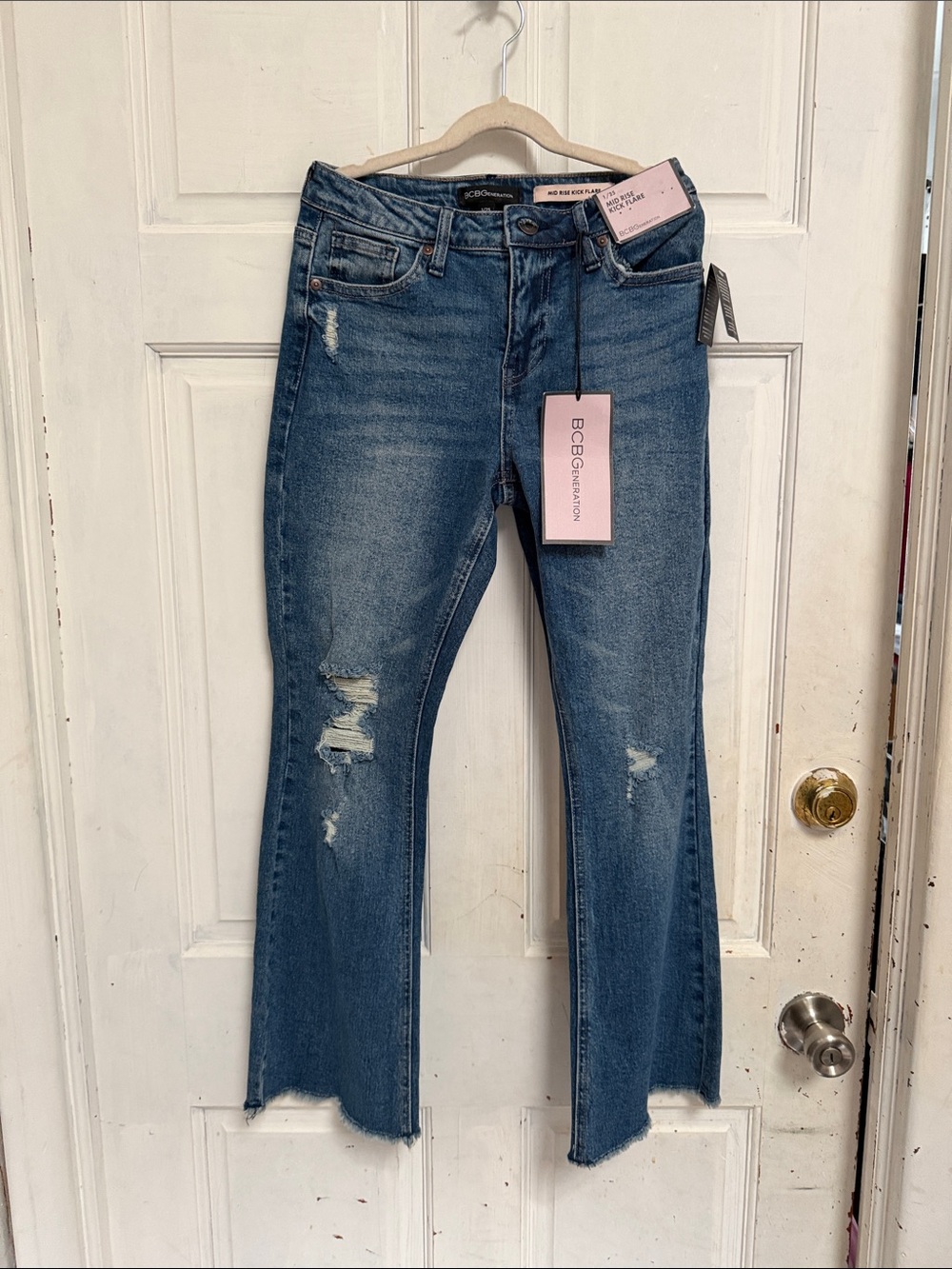 NWT BCBGeneration Mid Rise Kick Flare Blue Cropped Ankle Jeans